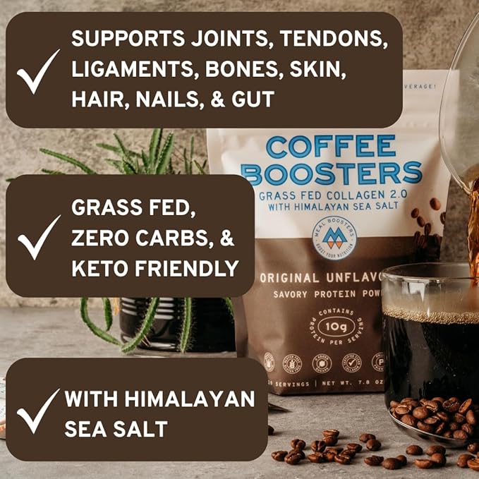 Collagen Coffee Protein Powder | 10g Grass-Fed Collagen per Serving | Creamer Alternative | Unflavored Coffee Add-In with Himalayan Sea Salt