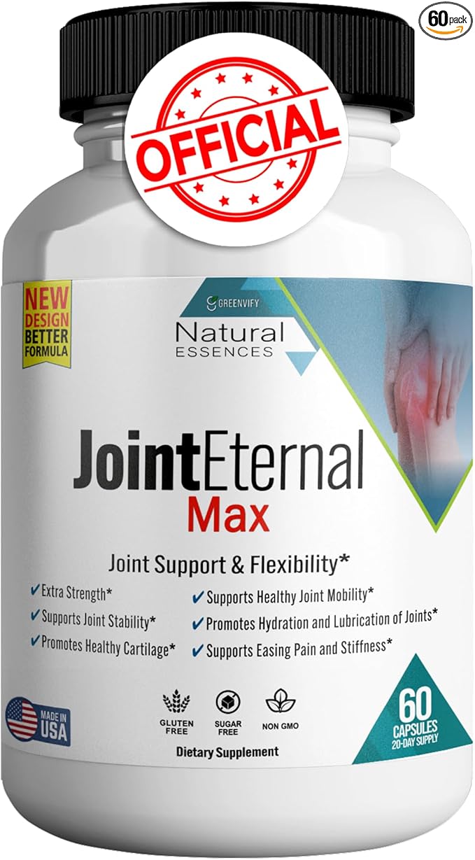 Joint Eternal Max Natural Essences Natural Joint Support Supplement 60 Capsules 20 Days Supply Gluten Free Sugar Free Non-GMO Made in USA (1)