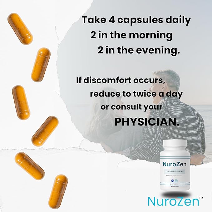 NuroZen Nerve Support Supplement – Alpha Lipoic Acid B1 B6 B12 Pureblend of MSM Turmeric – Advanced Neuropathy Support Formula for Nerve Health