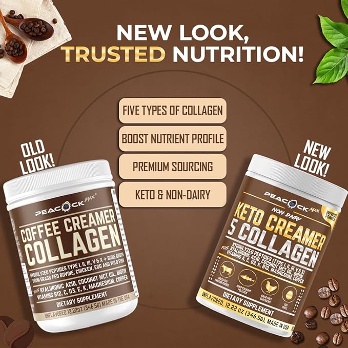 Collagen Keto Coffee Creamer Powder 12.22 oz Pack of 12 Hydrolyzed Collagen Peptides with Coconut MCT Oil Magnesium Unflavored Protein Powder Sugar Free Coffee Creamer for Smoothies