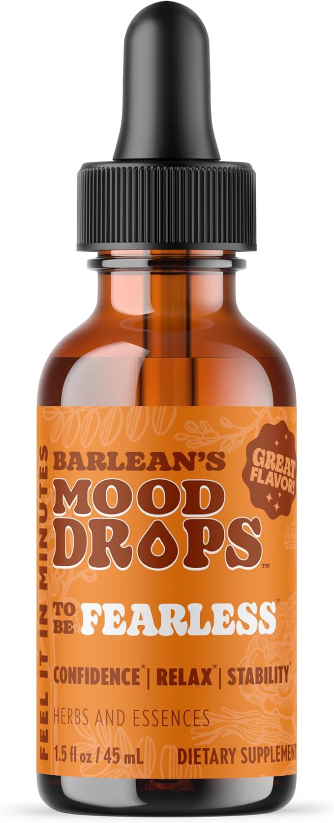 Barlean's Mood Booster Supplement Fearless Ashwagandha Liquid Drop Supplements for Men and Women Adaptogen Herbs Drops 1.5 oz