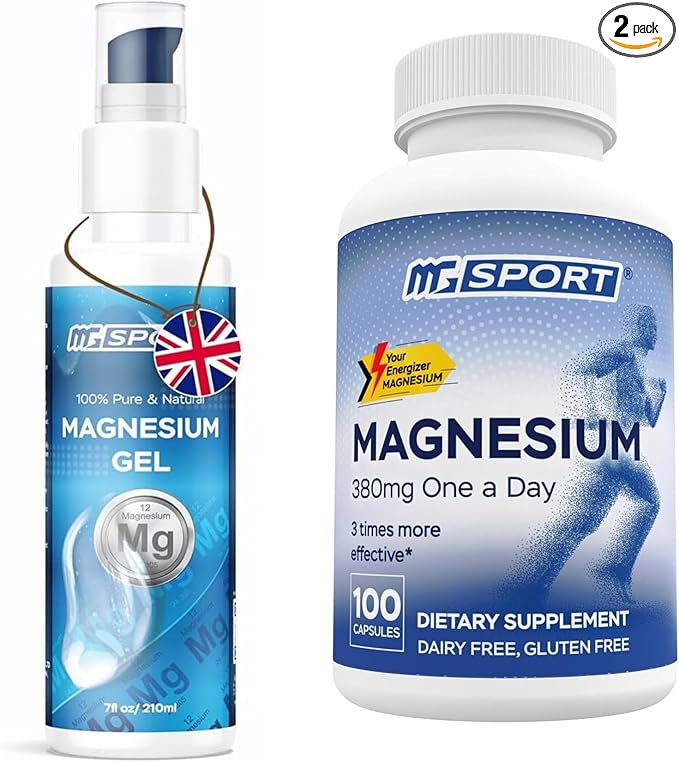 High Absorption Magnesium Supplement (100 Count) and Gel for Leg Cramps and Sore Muscles