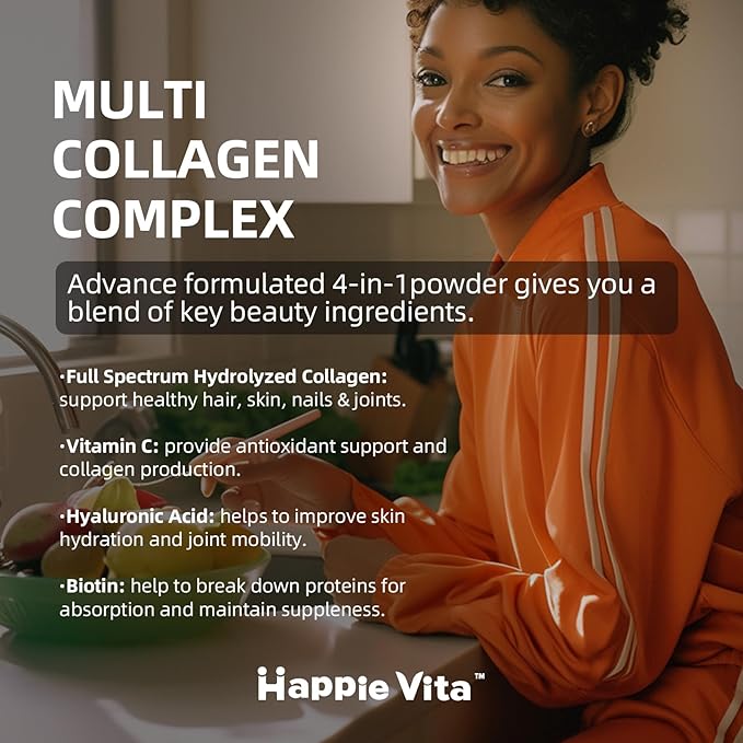 Multi Collagen Peptides Powder 5 Types (I II III V X) Collagen Protein Powder with Biotin Hyaluronic Acid Vitamin C Grass-Fed &amp Pasture-Raised Keto Paleo Unflavored 1.1 lbs