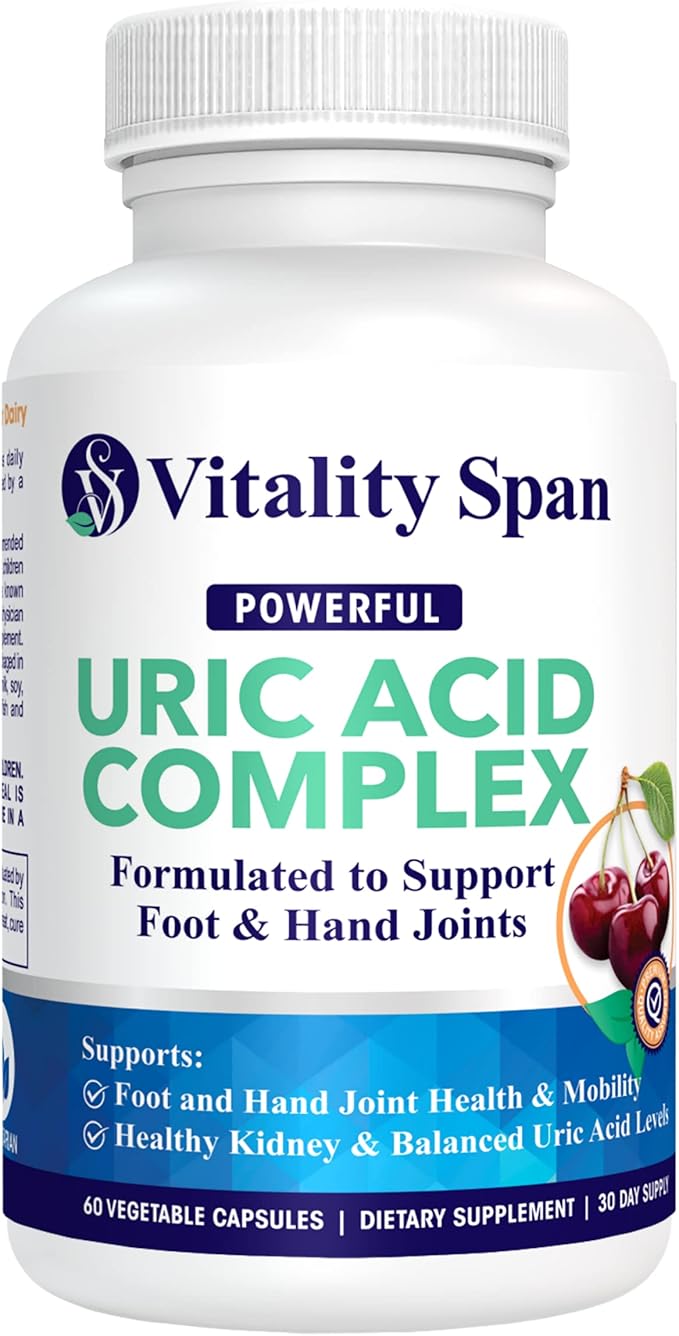 Uric Acid Support Supplement – 14-Ingredient Botanical Complex with Tart Cherry Celery Seed &amp Chanca Piedra – Daily Uric Acid Balance &amp Kidney Support – 60 Vegetarian Capsules