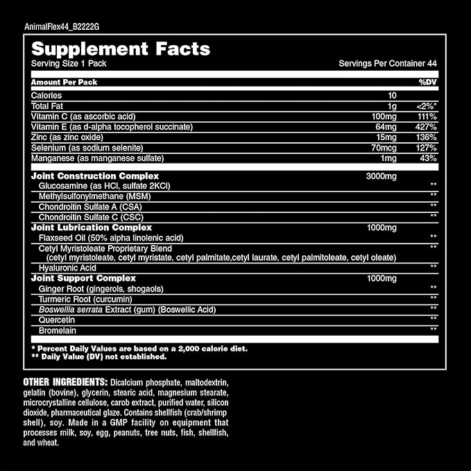 Animal Flex Complete Joint Support Omega Essential Fatty Acids Greens Whole Food Nutrition