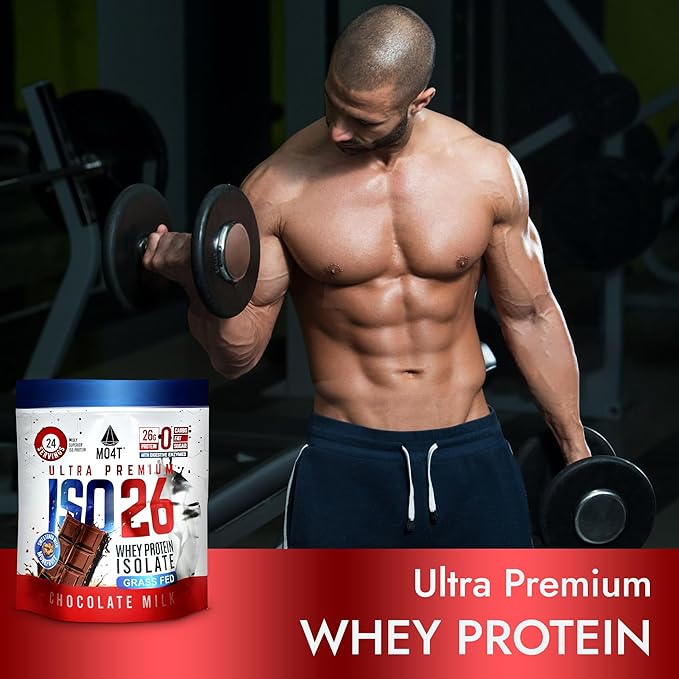 ISO26 Grass Fed Whey Protein Isolate with no Artificial sweeteners. Naturally Sweetened with Monk Fruit 1.6 Pounds 24 Servings Milk Chocolate (Iso 26 Pouch Vanilla)