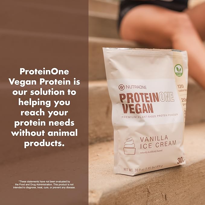 NutraOne ProteinOne Vegan Plant-Based Protein Powder Vegan Protein Powder Dairy-Free Pea and Rice Protein (Cookie Butter)