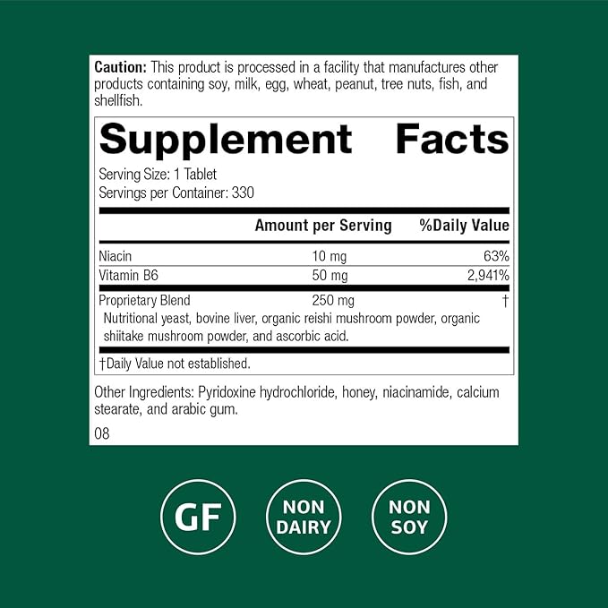 Standard Process B6-Niacinamide Energy Metabolism Health Dietary Support - Gluten-Free Non-Dairy &amp Non-Soy - Cardiovascular Support - 330 Tablets