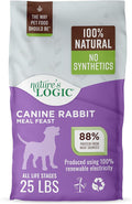 NATURE'S LOGIC Dry Dog Food - 100% Natural - No Synthetics - for All Ages Sizes Breeds - Free from Common Allergens High Protein - Rabbit Meal Feast 25lbs