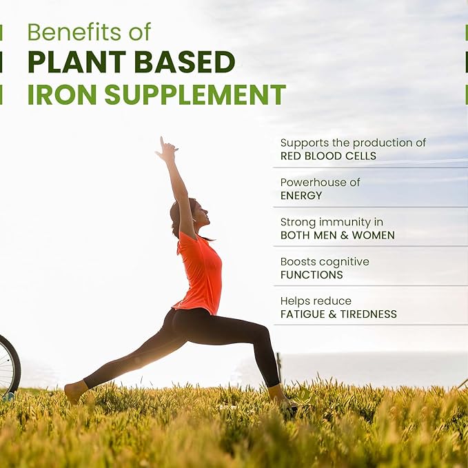 Himalayan Organics Plant Based Iron Supplement with Folate | Blood Builder | Whole Food | 120 Veg Capsules