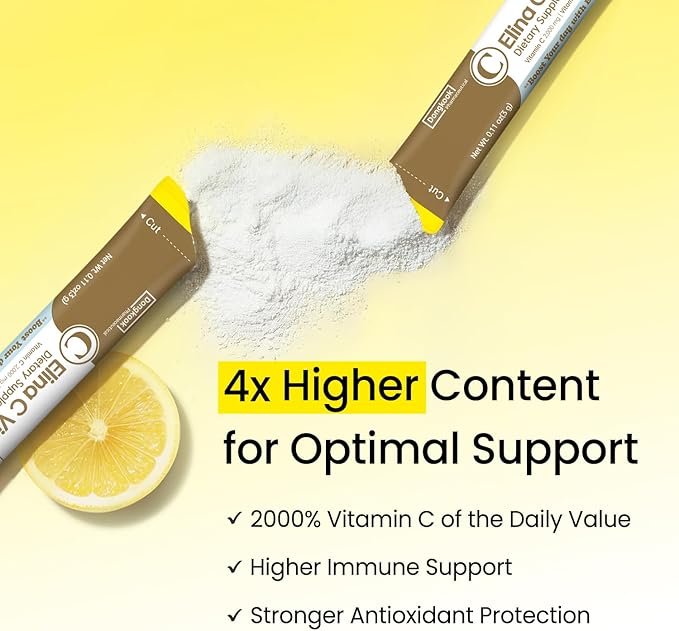 DONGKOOK Vita Pop 2000mg Vitamin C Vitamin D &amp Biotin Powder Stick Sugar Free Korean Vitamin C Supplement Multivitamin Immune Support Antioxidants for Healthy Skin Non-GMO Lemon Drink Mix 100 Pa
