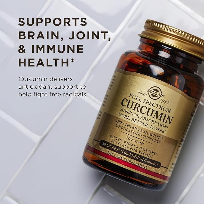 Solgar Full Spectrum Curcumin - 90 LiCaps - Superior Absorption - Brain Joint &amp Immune Health - Non-GMO Vegan Gluten Free Dairy Free - 90 Servings