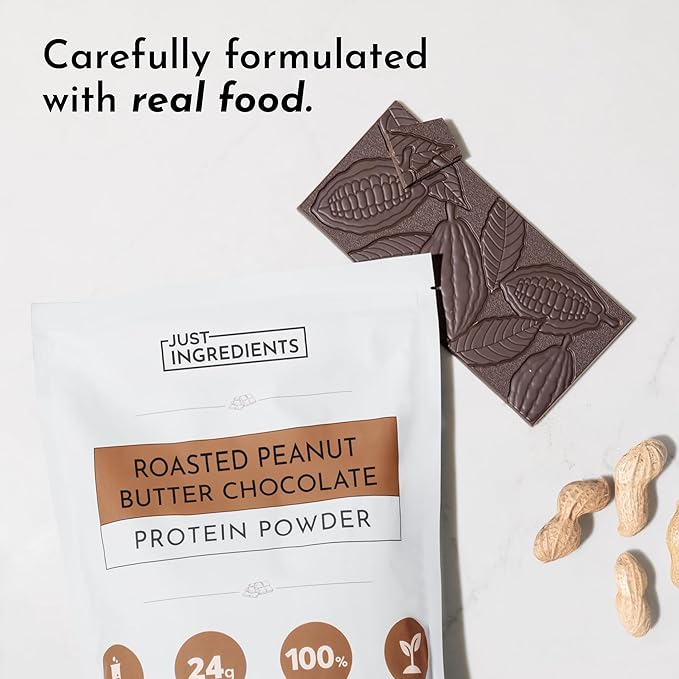 Roasted Peanut Butter Chocolate Protein Powder – 30-Serving Blend with 100% Grass-Fed Whey &amp Organic Plant Proteins – Rich Cocoa &amp Roasted Peanut Flavor – Supports Muscle Recovery &amp Energy