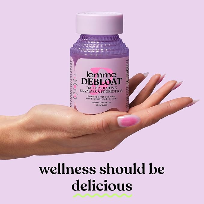 Lemme Debloat 3-in-1 Prebiotic Probiotic &amp Digestive Enzyme Capsules for Bloating &amp Gas Relief - 2 Clinically Studied Probiotics w/5 Digestive Enzymes to Improve Digestion Women &amp Men (