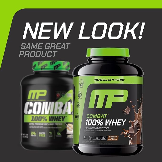 MusclePharm Combat 100% Whey Protein Powder Chocolate Milk Fast Recovery &amp Muscle Gain with Whey Isolate High Protein Powder for Women &amp Men Gluten Free 5lb 67 Servings
