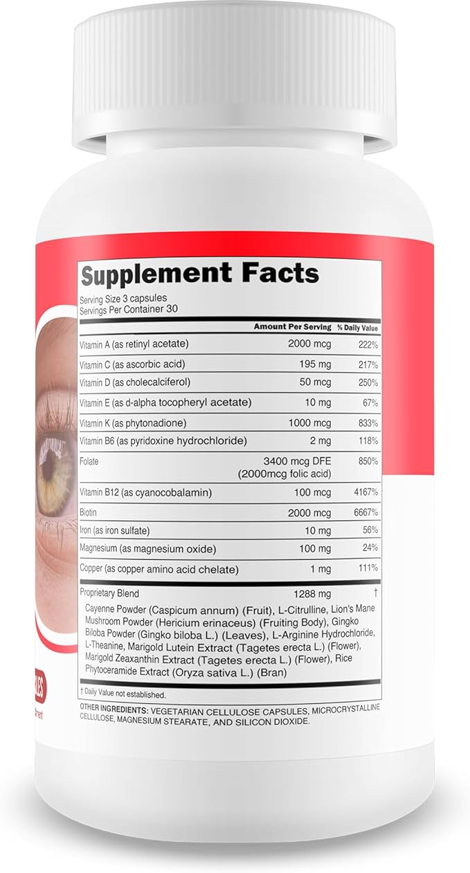 Red Root Hack Vision Supplement - Our Best Eye Pills for Ocular Clog - Vision Eye Vitamins to Improve Eyesight - Our Best Bloodflow Vision Pills Sight Care Formula with Vitamin A Lutein Zeaxanthin