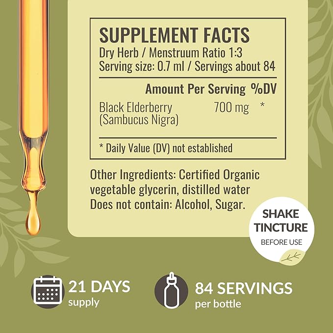 HERBAMAMA Lemon Balm and Black Elderberry Kit - Bundle of Lemon Balm Extract 2 Fl Oz &amp Black Elderberry Drops 2 Fl Oz - Vegan Non-GMO Alcohol &amp Sugar-Free - 2 Pack
