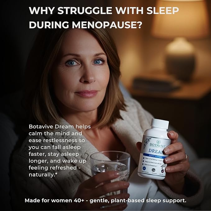 Sleep Aid for Women – Natural Menopause Sleep Support with Melatonin Magnesium Valerian &amp Chamomile – Non-Habit Forming – 60 Capsules – Botavive Dream
