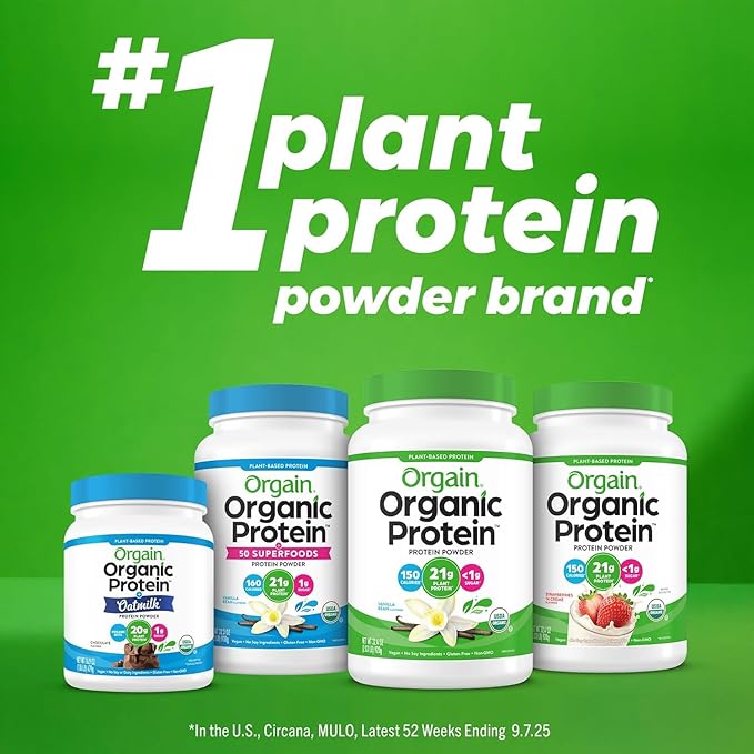 Orgain Organic 30g Vegan Protein Powder Chocolate 9g EAAs + BCAAs Plant Protein 6g Prebiotic + Fiber 1g Sugar Pre-Workout Muscle Support + Recovery - 2.01lb (Packaging May Vary)