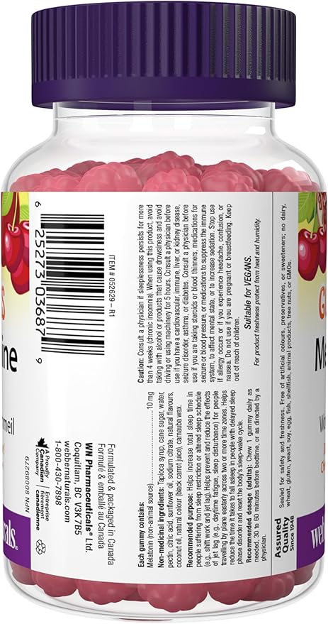 Webber Naturals Melatonin 10 Mg Gummy 60 Count