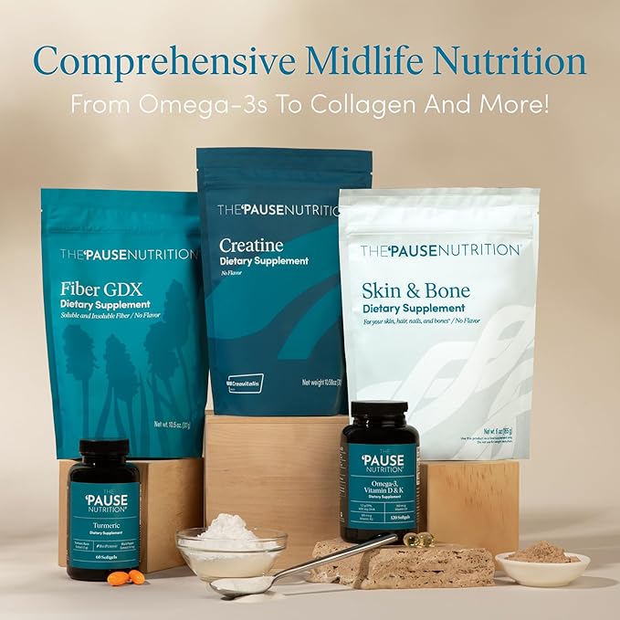 The 'Pause Life Omega 3 Vitamin D &amp K2 Gluten Free Supplement Fish Oil and Vitamin Formula Immune Support Daily Wellness Routine Natural Ingredients Dairy Free Unflavored 120 Softgels