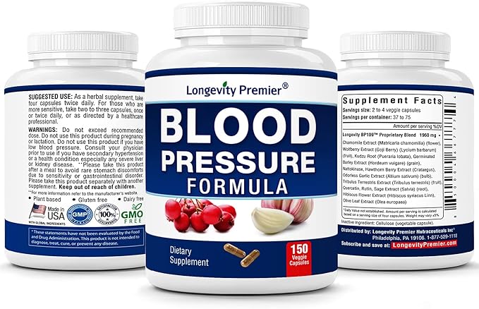 [BP Value Pack] Longevity Blood Pressure Formula 150 caps x 3 Bottles with 1 Free Bottle of CoQ10 [30 Veggie caps]