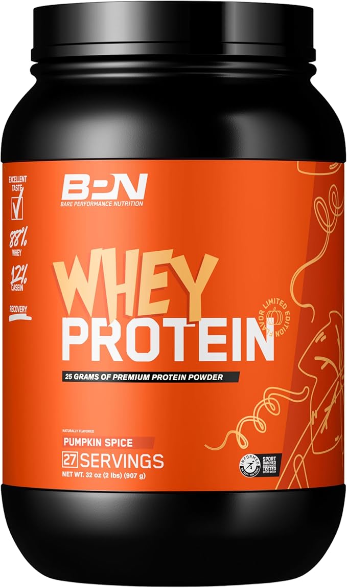 BARE PERFORMANCE NUTRITION BPN Whey Protein Powder Whey Protein Concentrate Native Micellar Casein Amazing Mixability Pumpkin Spice