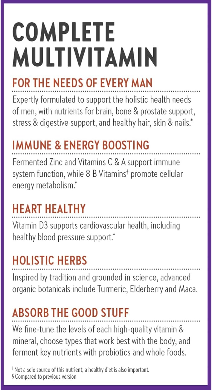 New Chapter Men’s Multivitamin B6 Extra B12 D3 Vitamin C &amp Zinc Immune Heart Cellular Energy and Brain Health Gentle on The Stomach One Daily Non-GMO Gluten-Free 18+ 48 Tablets