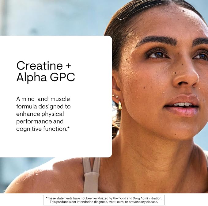 THORNE - Creatine + Alpha GPC - Micronized Creatine Monohydrate Powder - Support for Muscles &amp Cognitive Function* - for Women &amp Men - Watermelon Lemonade - NSF Certified for Sport - 30 Servin