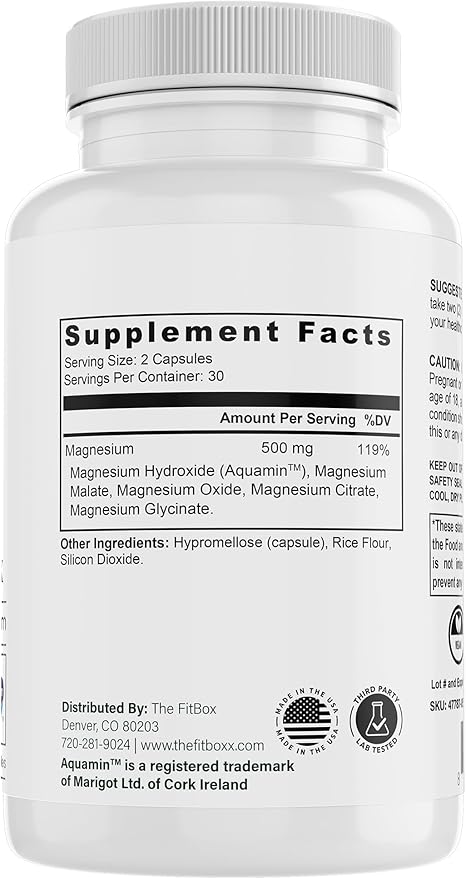 MagVitality Complex | 500mg Magnesium Blend | 5 Bioavailable Forms | Sleep Muscle &amp Stress Support | 60 Capsules