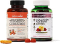 NatureWise Curcumin Turmeric 2250mg w/Black Pepper 95% Curcuminoids Capsules 90-Count + Collagen Gummies with Biotin &amp Vitamin C E 60-Count - Bundle for Joint &amp Skin Health - Gluten-Free N
