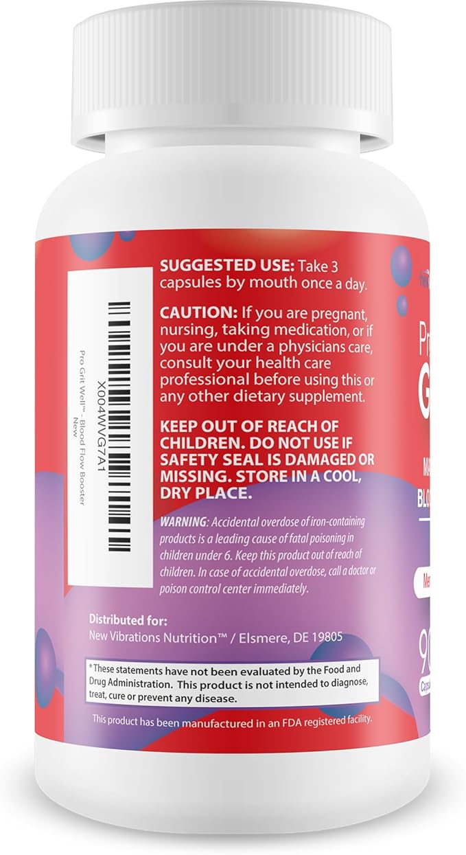 Pro Grit Well Male Performance Max Blood Flow Booster - Our Best Gritwell Male Performance Supplement to Increase Bloodflow to Vital Areas - Healthy Alpha Boost Blood Circulation Supplements for Men