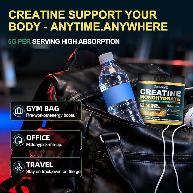 Health4All Creatine Monohydrate Gummies 5g for Men &amp Women Creatine Gummy for Strength Energy &amp Muscle Growth Support Pre-Workout Supplement - Pineapple 120 Gummy