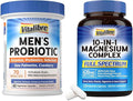 10 in 1 Magnesium Complex 120 Vegan Capsules &amp Probiotics for Men 70 Billion CFU 15 Strains