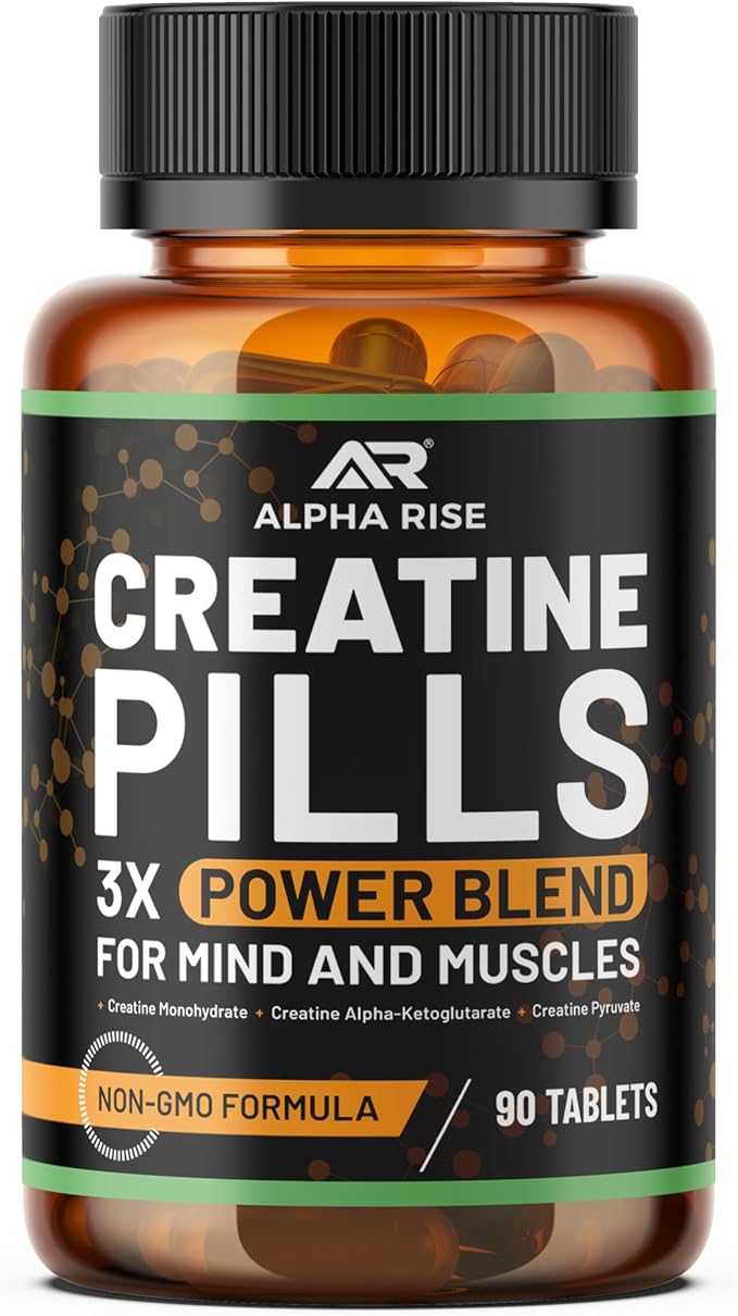 Creatine Pills for Men – Creatine Capsules with 3X Power Blend (Monohydrate Creatine AKG &amp Pyruvate) | 5g Creatine per Serving | No Powder Creatine Tablets | Non-GMO | 90 Tablets