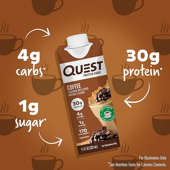Quest Protein Shake Bundle - Chocolate (Pack of 12) and Coffee (Pack of 12)