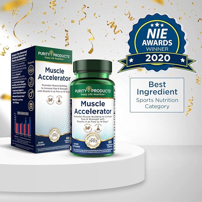 Purity Products Muscle Accelerator 650 mg Patented &amp Clinically Tested Muscle Accelerator Blend of Ayurvedic Herbal Extracts Promotes Strength Endurance + Muscle Growth - 60 Veg Caps (2)