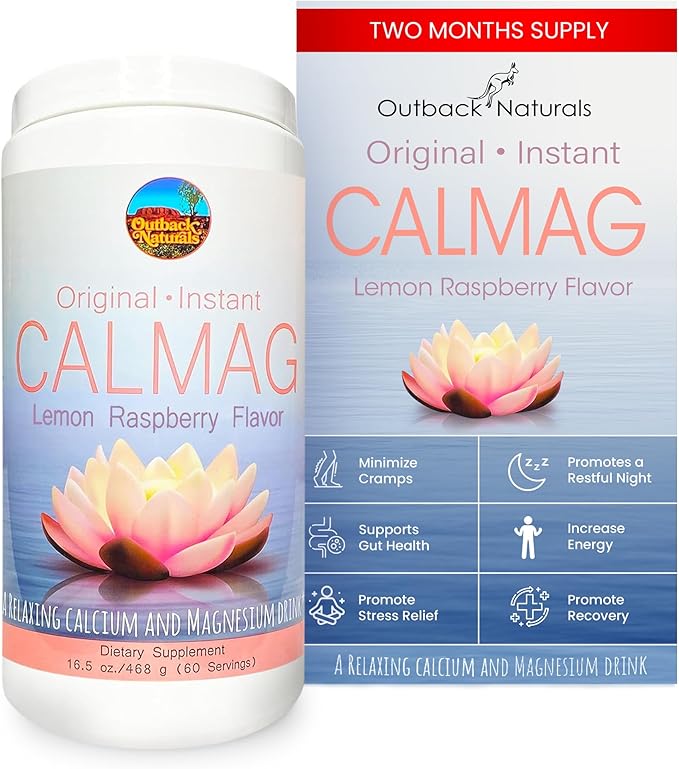 CalMag 2:1 High Absorption Calcium Magnesium Citrate Powder Supplement for Stress Relief and Sleep Calcium Supplement for Bone Health Lemon Raspberry Flavor 16.5oz (Pack of 1)