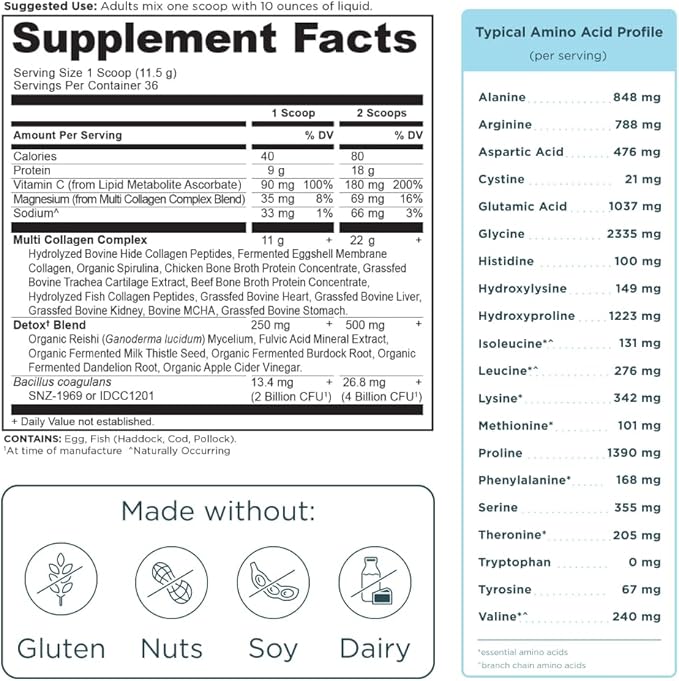 Ancient Nutrition Advanced Multi Collagen Protein Powder Cleanse &amp Detox Unflavored 36 Servings