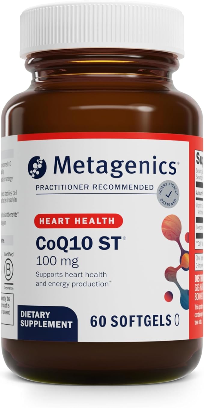 Metagenics CoQ10 ST-100-100 mg Ubiquinone with Vitamin E for Heart Energy &amp Antioxidant Support* - Non-GMO Gluten-Free Soy-Free - GMP Certified Facility - 60 Softgels