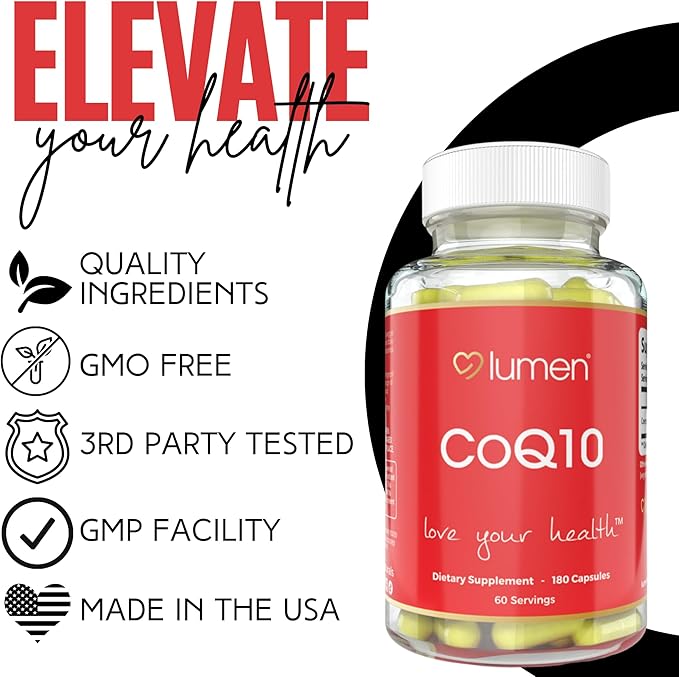 Lumen Naturals CoQ10 for Women – Coenzyme Q-10 600mg Per Serving – 180 Veggie Capsules – 60 Servings