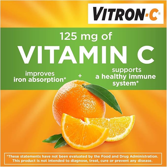 Vitron-C High Potency Iron Supplement with Vitamin C Pack of 3 (180 Count Total)