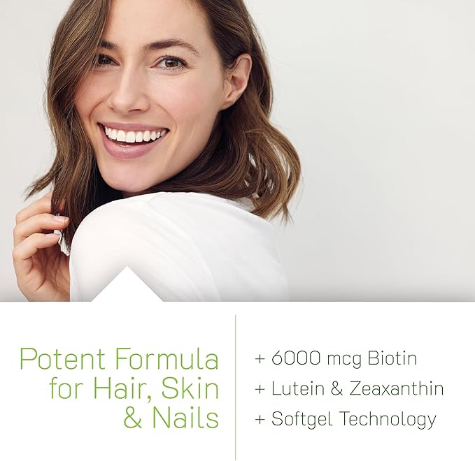 Irwin Naturals Biotin-6000 - Supports Strength &amp Protection for Hair &amp Nails with Avocado Oil Coconut Oil Lutein &amp Zeaxanthin - 60 Liquid Softgels