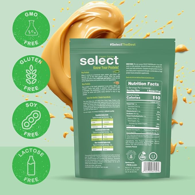 PEScience Select Vegan Protein Powder Plant Based Protein Powder Amazing Taste Smooth Texture Pea and Brown Rice Blend Dairy Free Lactose Free Gluten Free – 5 Flavor Variety Pack 25 Servings