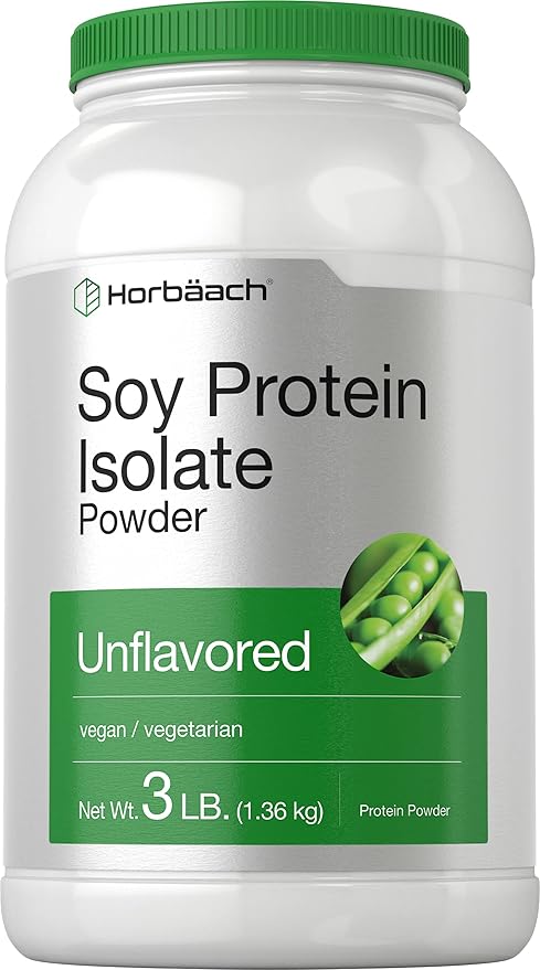 Horbaach Soy Protein Isolate Powder | Vegan &amp Unflavored | for Smoothies Shakes Baking and Cooking | 3 lb | Vegetarian Non-GMO Gluten Free