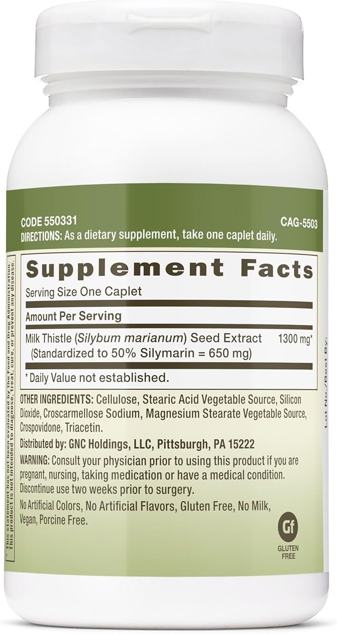 GNC Herbal Plus Milk Thistle 1300mg Extra Strength 120 Caplets