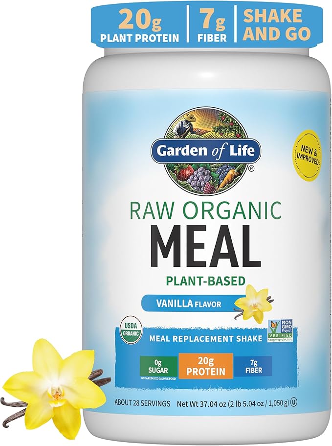 Garden of Life Organic Vegan Vanilla Protein Powder 22g Complete Plant Based Raw Protein &amp Vegan Protein Powder - Raw Organic Meal Replacement Shakes - Vanilla - Pea Protein