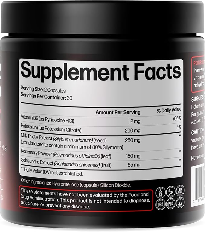 Life Happns Liver Support &amp Recovery Supplement for Adults – Doctor-Formulated with Milk Thistle Schizandra Rosemary B6 &amp Electrolytes for Natural Detox Pathways Hydration &amp After-Part