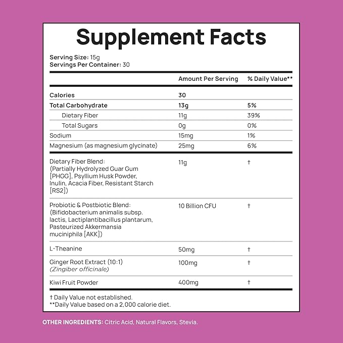 GLP-1 Probiotic | Akkermansia GLP-1 Supplement Fiber GLP 1 Booster | Probiotic and Fiber Support with Inulin Psyllium PHGG and Soothing Ginger Extract - Berry Citrus 30 Ct.