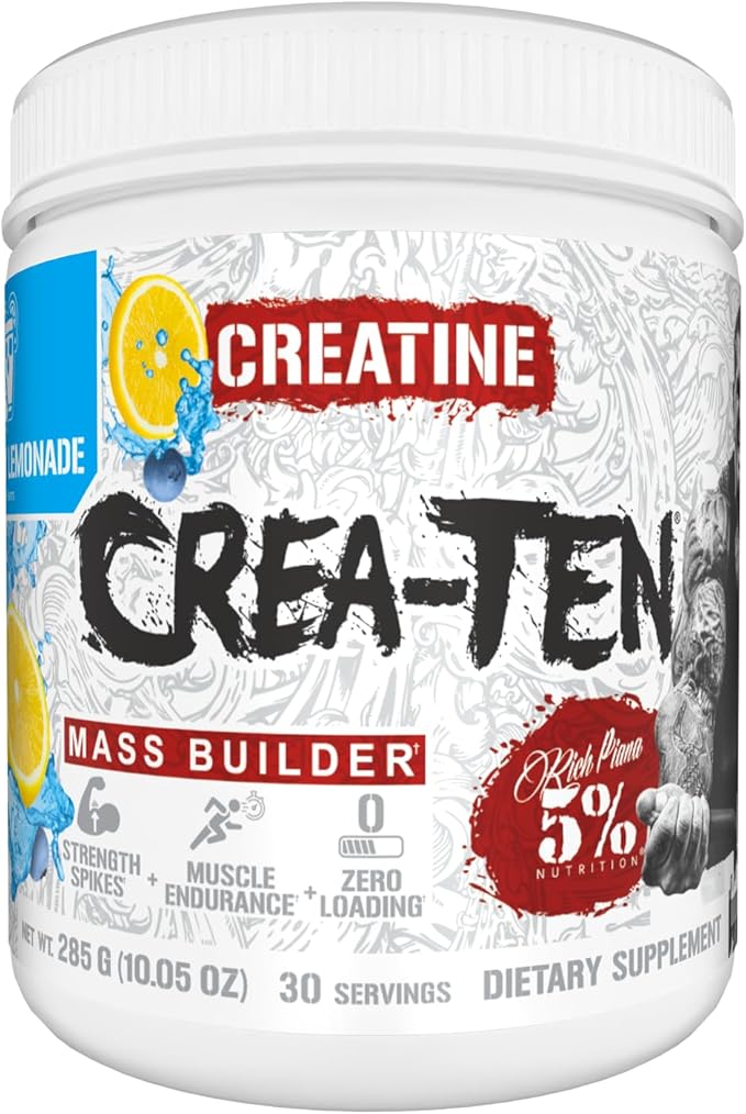5% Nutrition CreaTEN Creatine Complex + Accelerators | Flavored Creatine Powder for Muscle Gain | Max Power Strength Endurance &amp Recovery (Blueberry Lemonade)